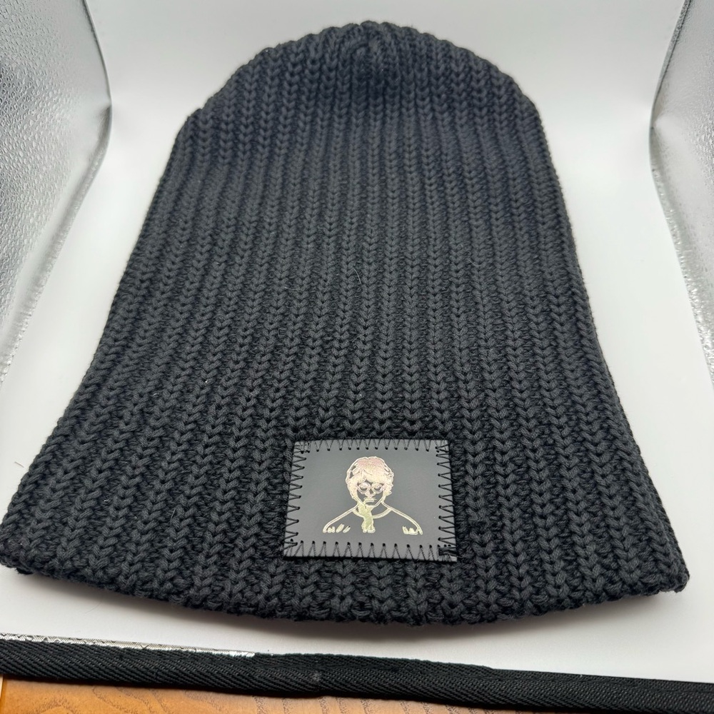 Love Your Melon Black Beanie with Ribbed Knit Design
